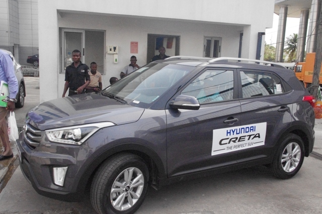 ARRIVAL: Owoeye back at Victoria Island showroom of Hyundai Nigeria, after test-drive