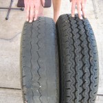 New tyre and bald one