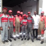 Mary(middle) and his male professional colleagues attached to Lagos Sheraton Total Station Centre