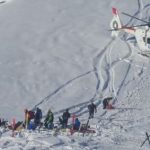 A picture shows a helicopter waiting to fly Schumacher to hospital