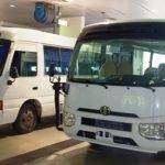 Outgoing model(left), parked beside the all-new Coaster (Right), when introduced to motoring journalists after Toyota Nigeria’s quarterly press forum held at its Lekki headquarter on Thursday, May 11th